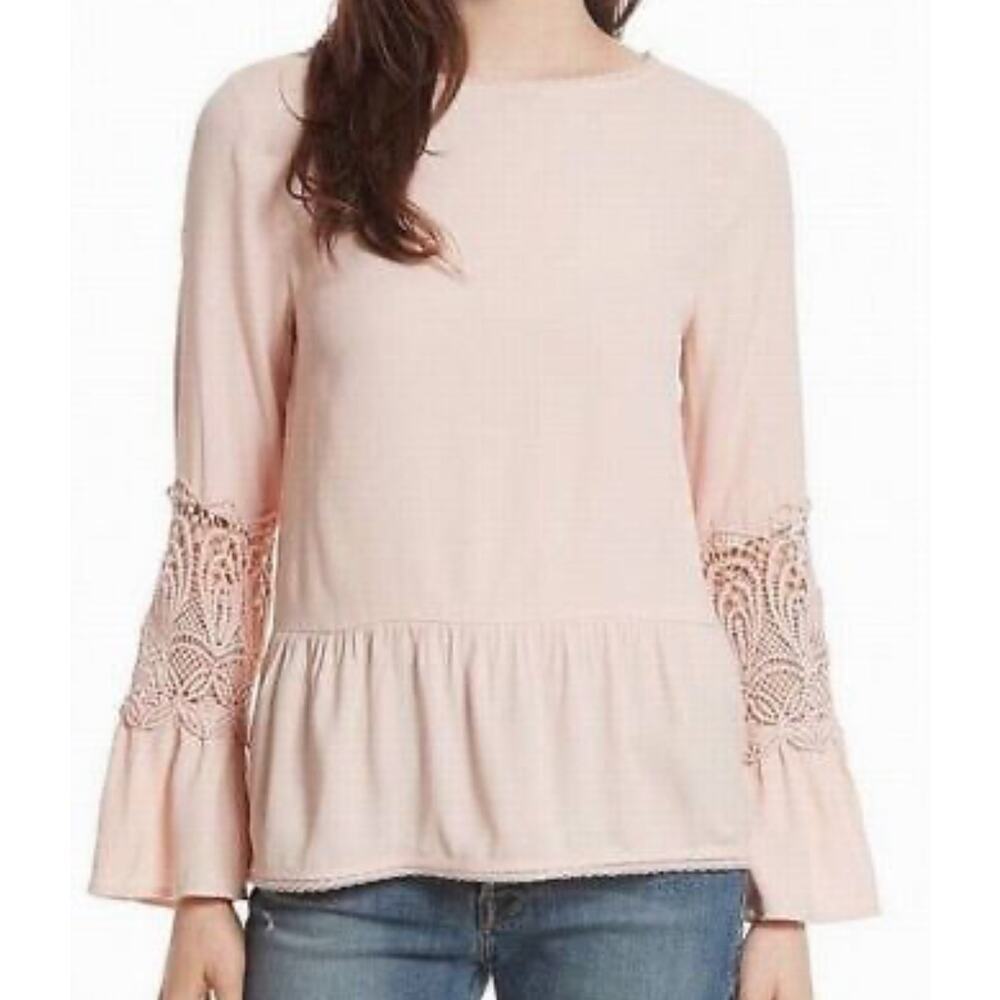 Joie Pink Lace Sleeve Blouse